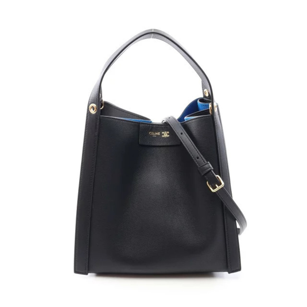 Celine Cubo Handbag Leather Black